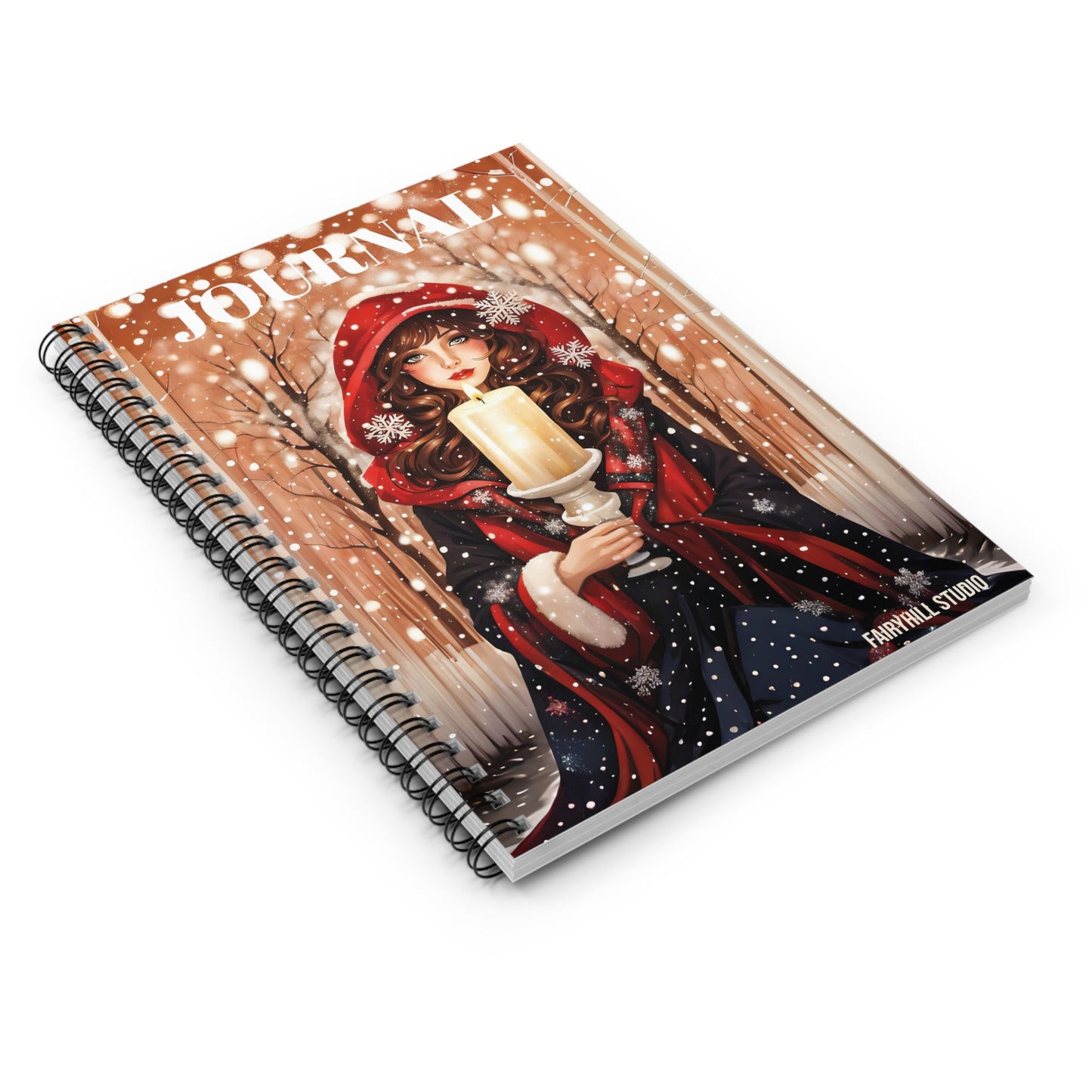 Spiral Notebook A girl with a winter Deer  Art
