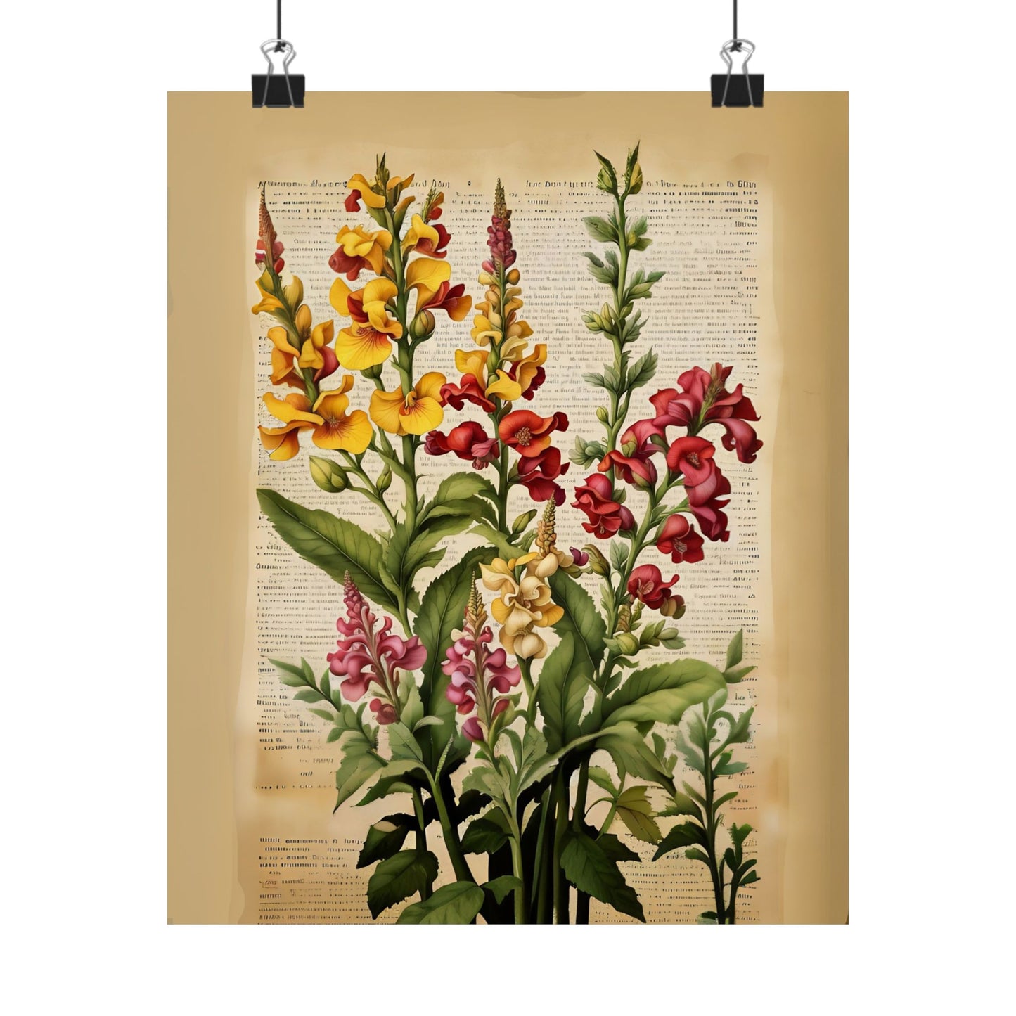 Botanical Vertical Posters - Vintage Antirrhinum Snapdragons