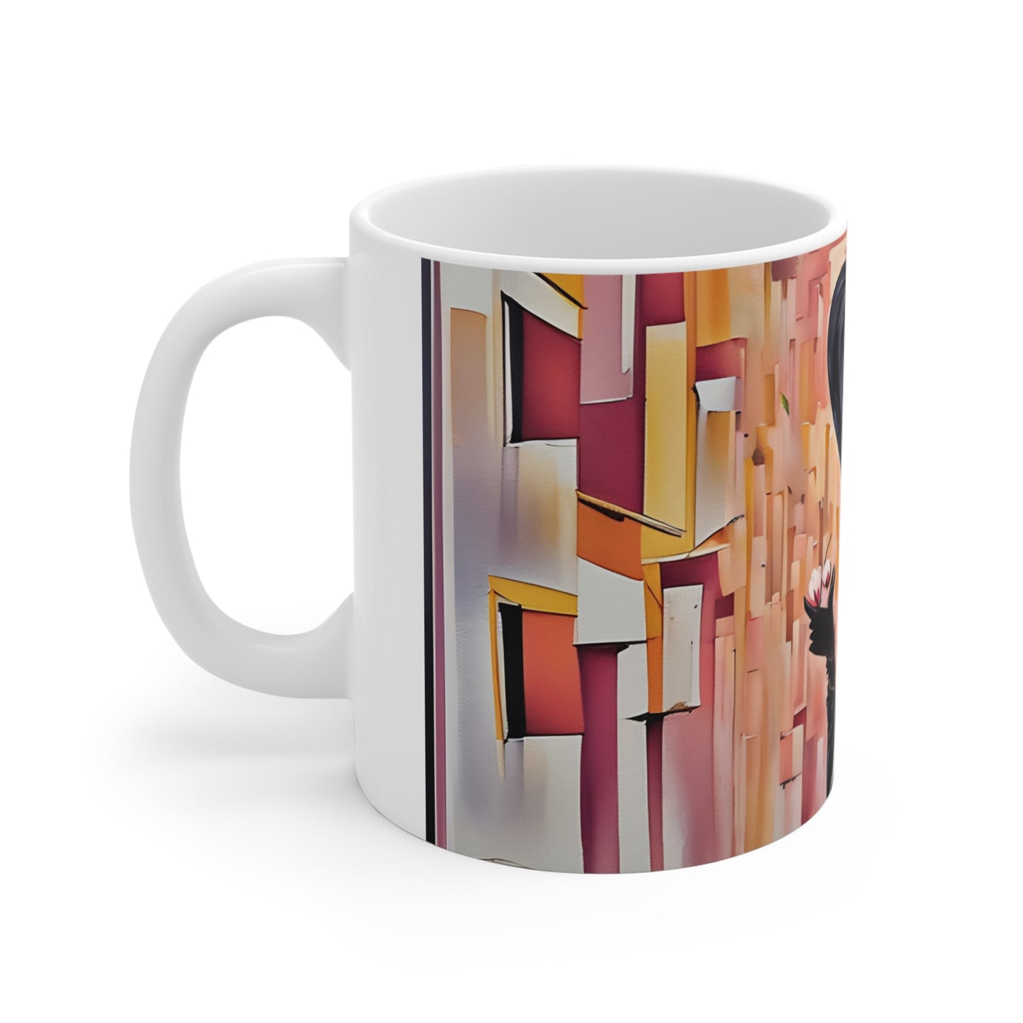 Mug: Elegant Model with Margarita Glass in Pink and Black Tones