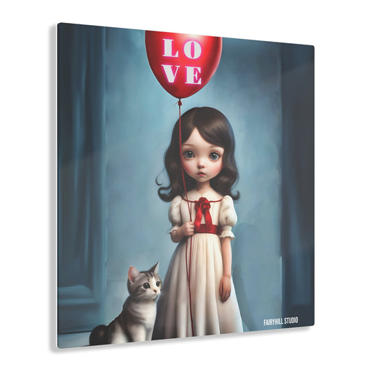 FairyHill Studio Girl with a red balloon Love  Art Acrylic Print -