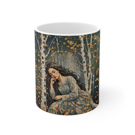 Mug 11oz Sleeping Beauty Birch Forest Fairy Princess Art Design