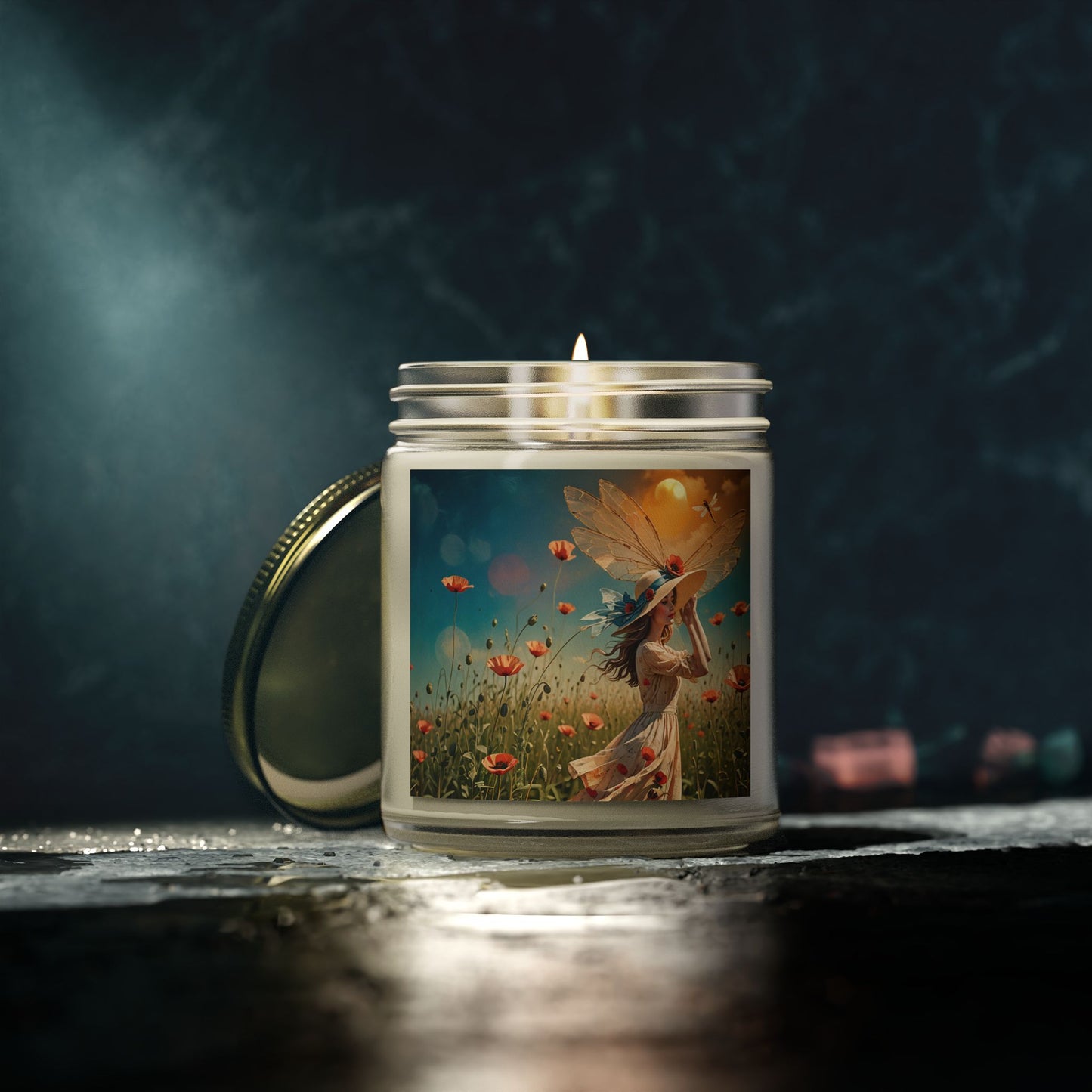 Poppies Scented Candle - Coconut Apricot Wax (4oz, 9oz) - Garden Beauty