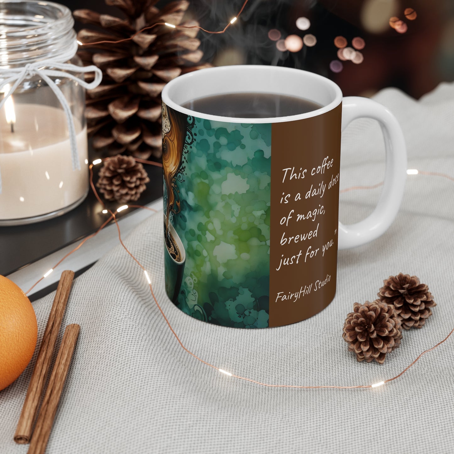 Coffee Mug - Magical Coffee Quote with Beautiful Girl Coffee Art