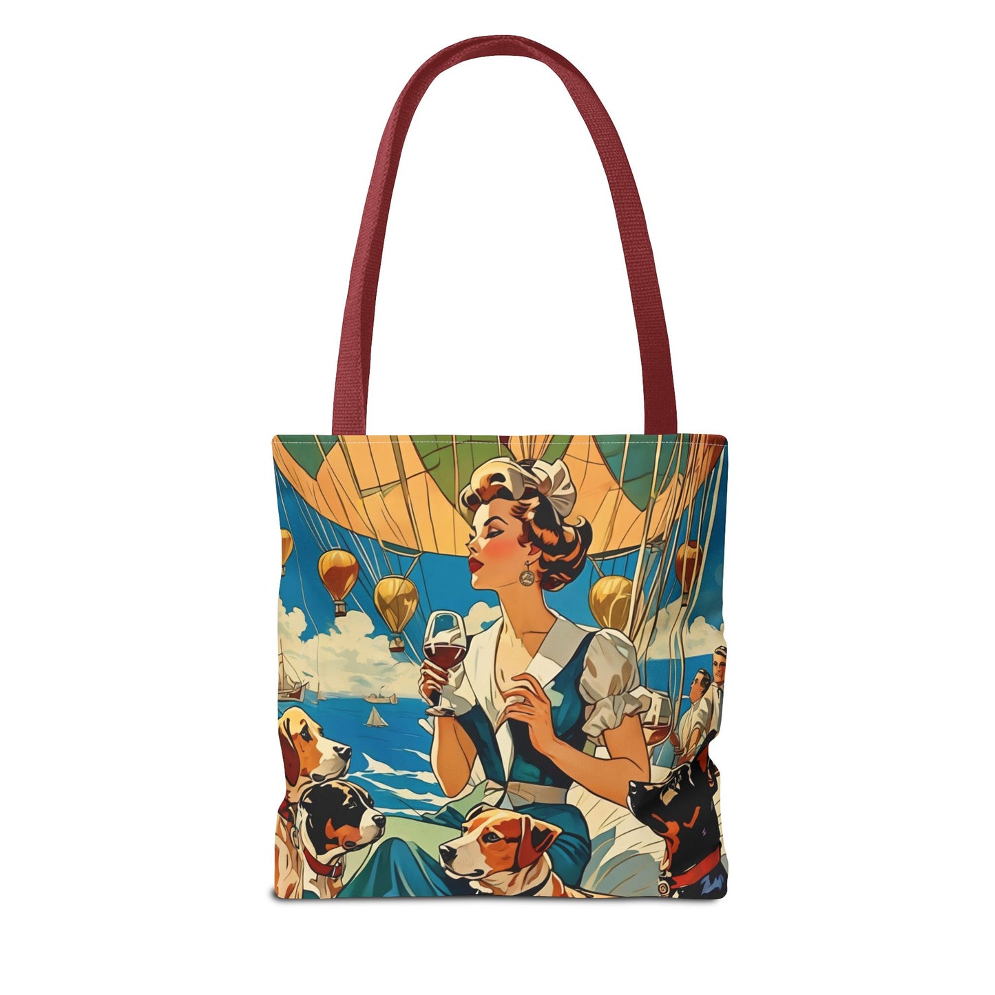 Vintage Hot Air Balloon Dog Lover Tote Bag