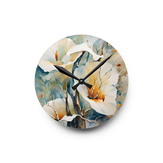 Lilies Acrylic Wall Clock