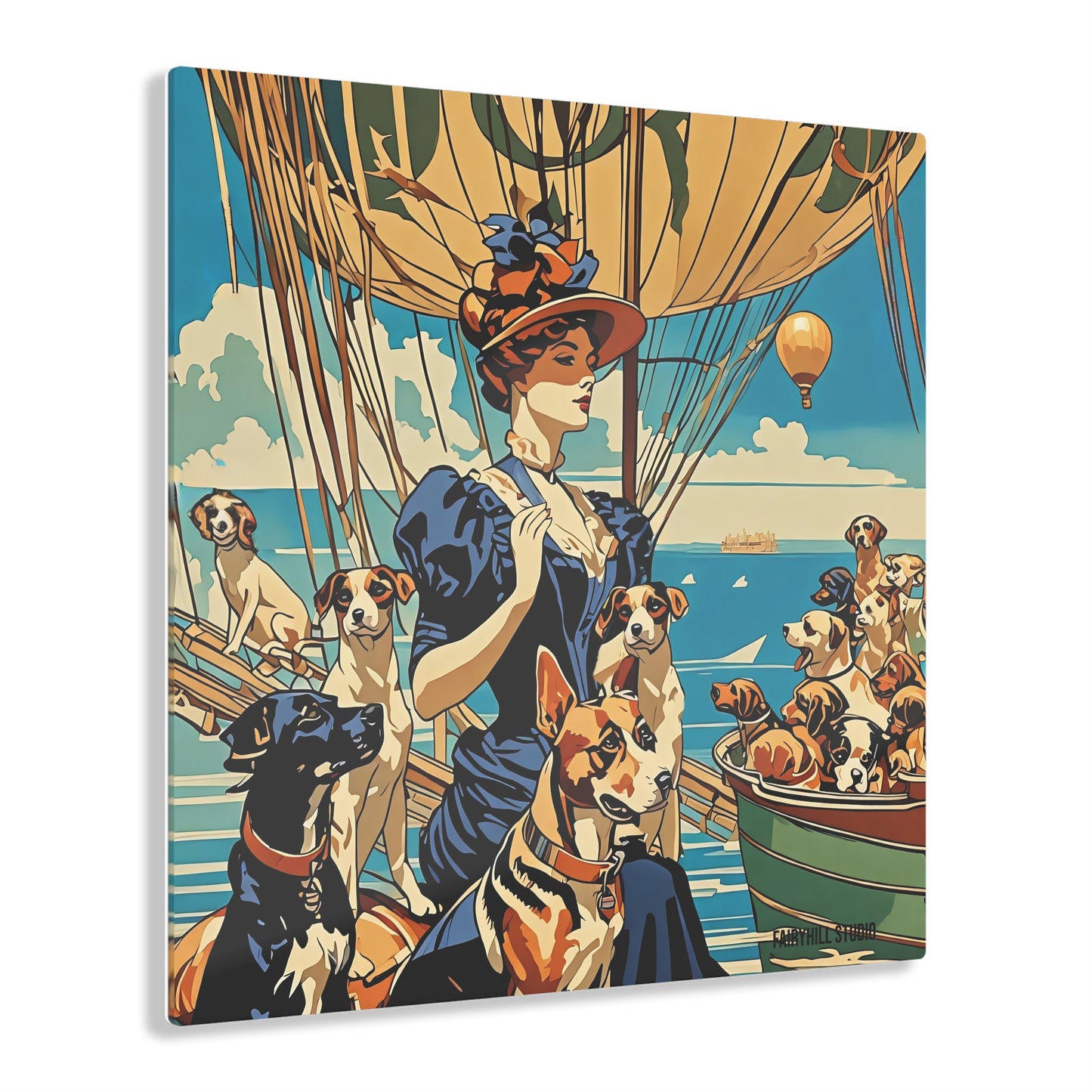Acrylic Prints Vintage Nautical Art with Dogs