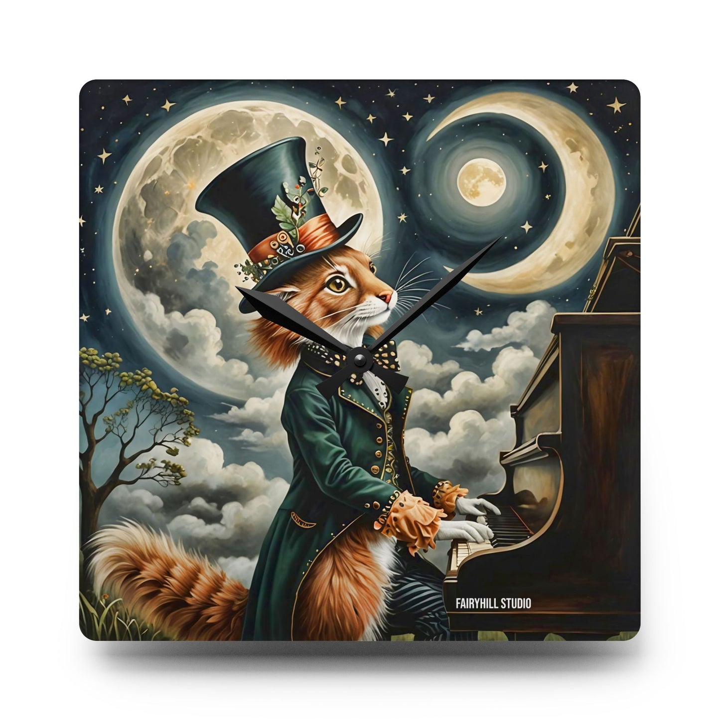 Acrylic Wall Clock Cat Hatter's MoonLight Sonata/Art