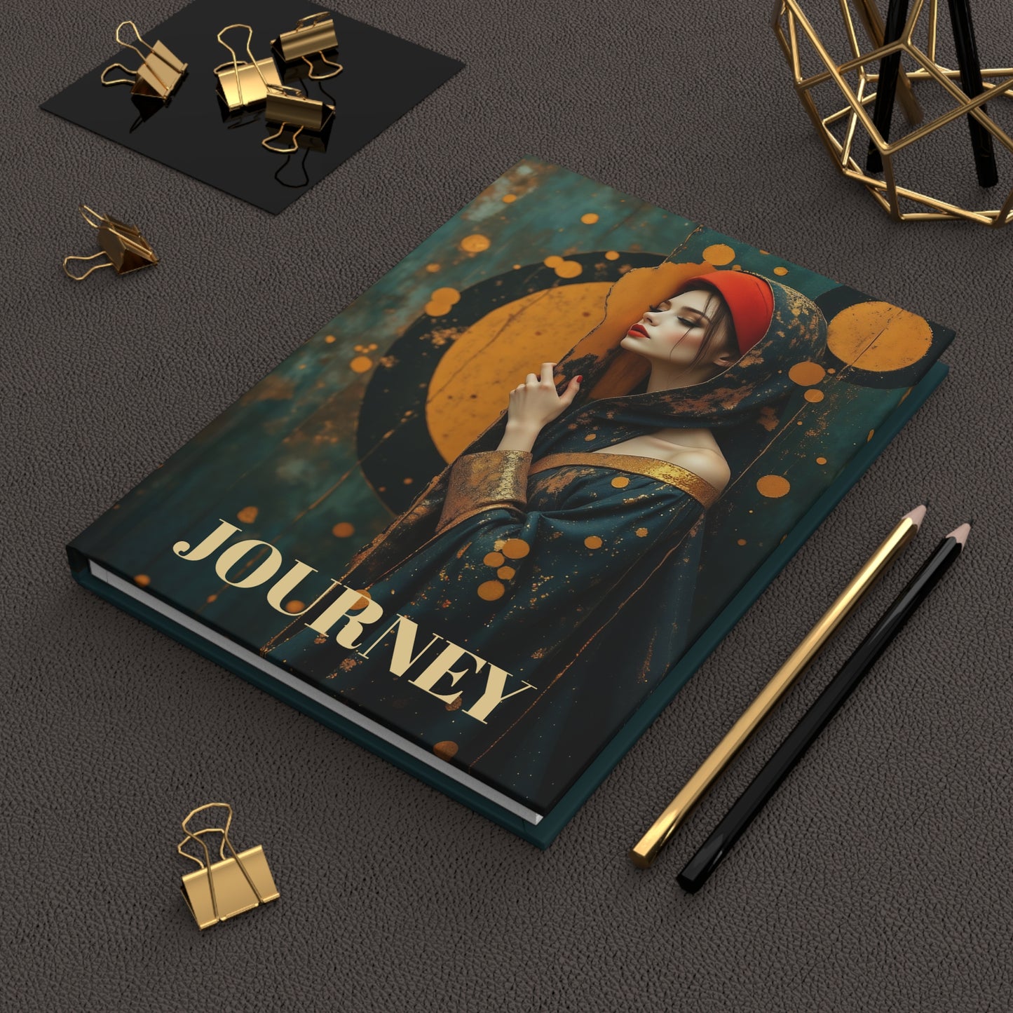 Aurora of the Golden Veil spiral Journal hard Cover ,Notebook gift art Matte