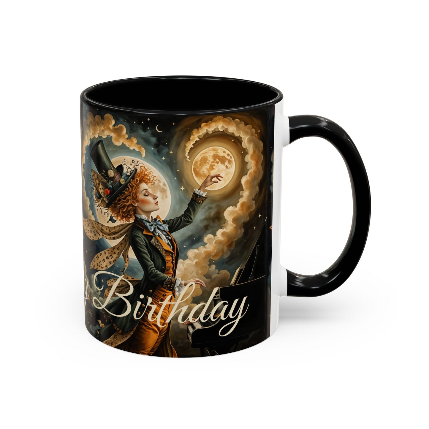 Coffee Mug - Whimsical Mad Hatter Happy Birthday Design by Fairyhill Studio