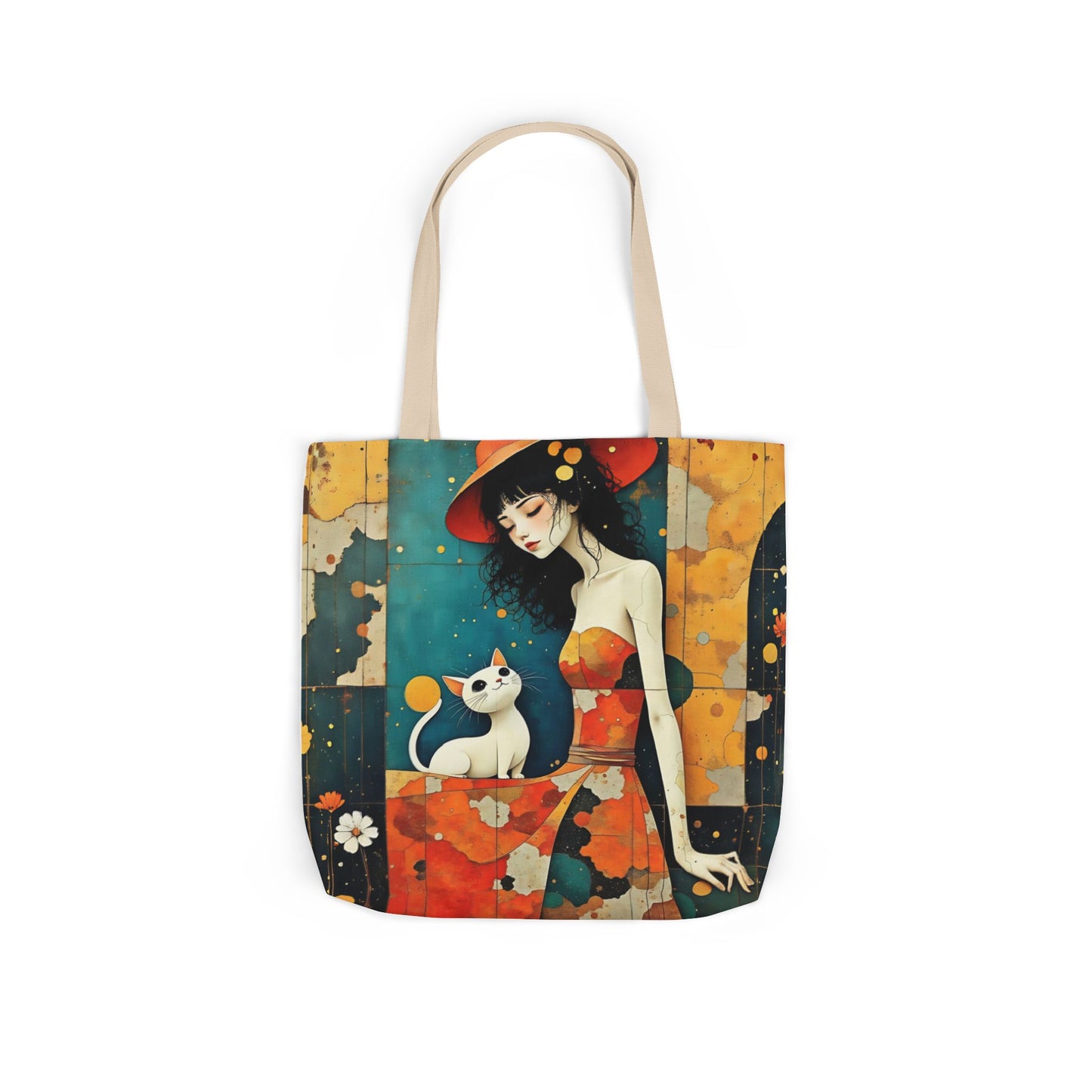Colorful Cat -Inspired Canvas Tote Bag - Perfect for Beach Days, Eco-Friendly Shopping, and Summer Fun!