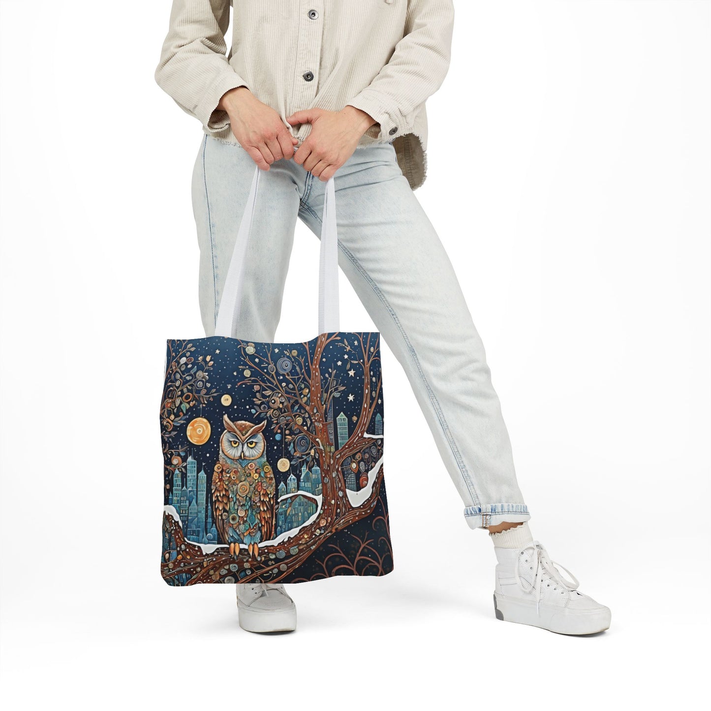 Colorful Night Owl-Inspired Canvas Tote Bag - Perfect for Beach Days, Eco-Friendly Shopping, and Summer Fun!