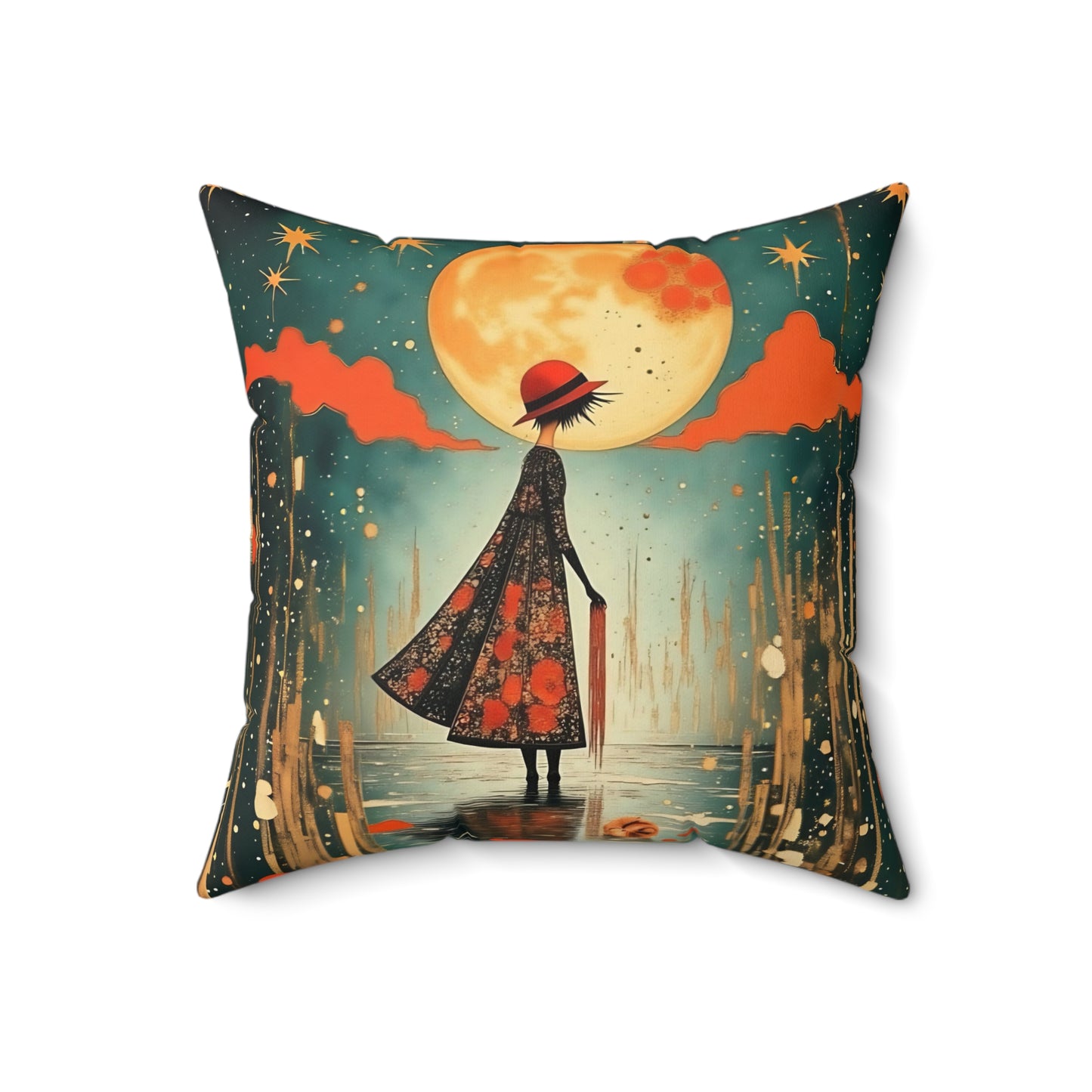 Autumn Rain Square Pillow - by Fairyhill Studio