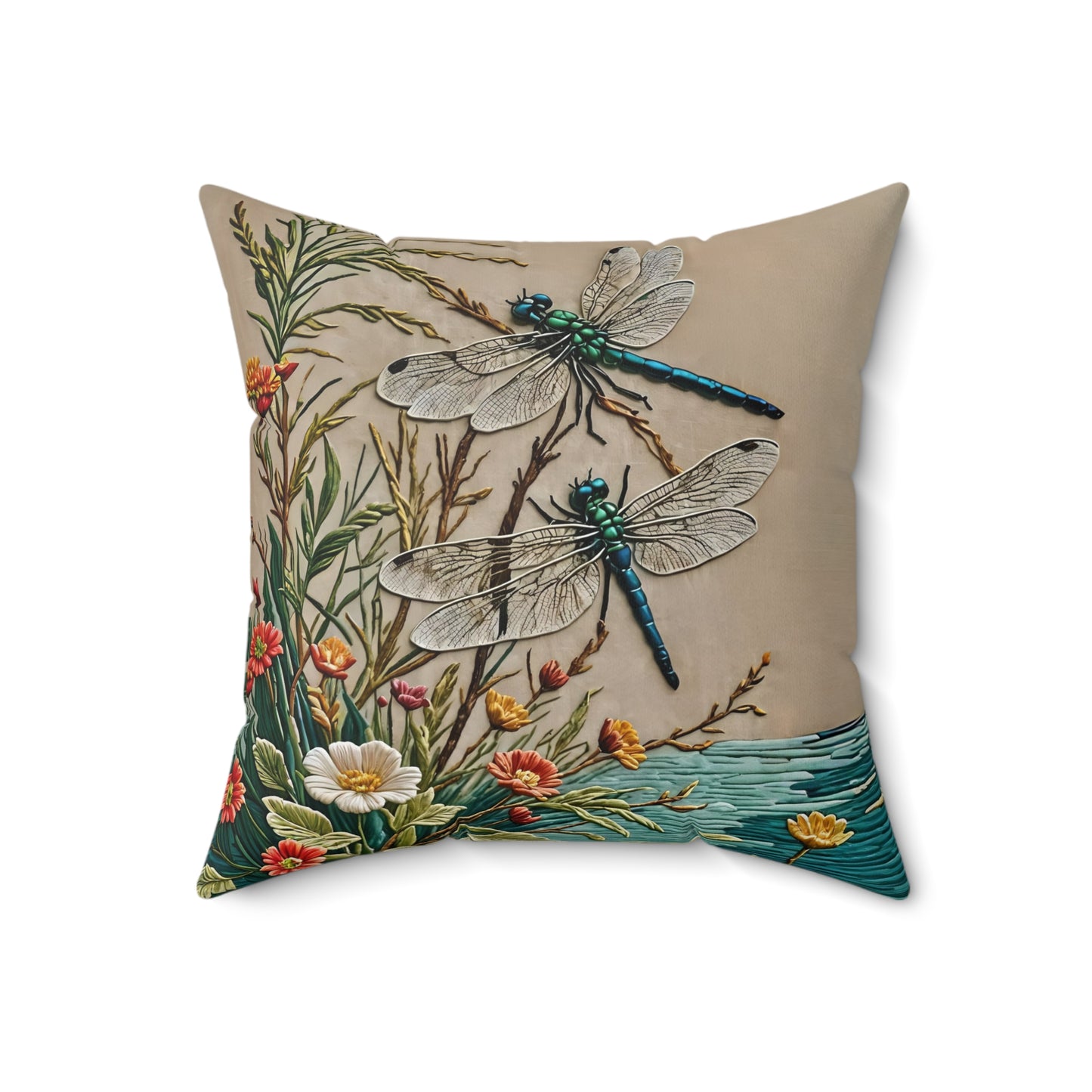 Dragonfly Square Pillow - by Fairyhill Studio