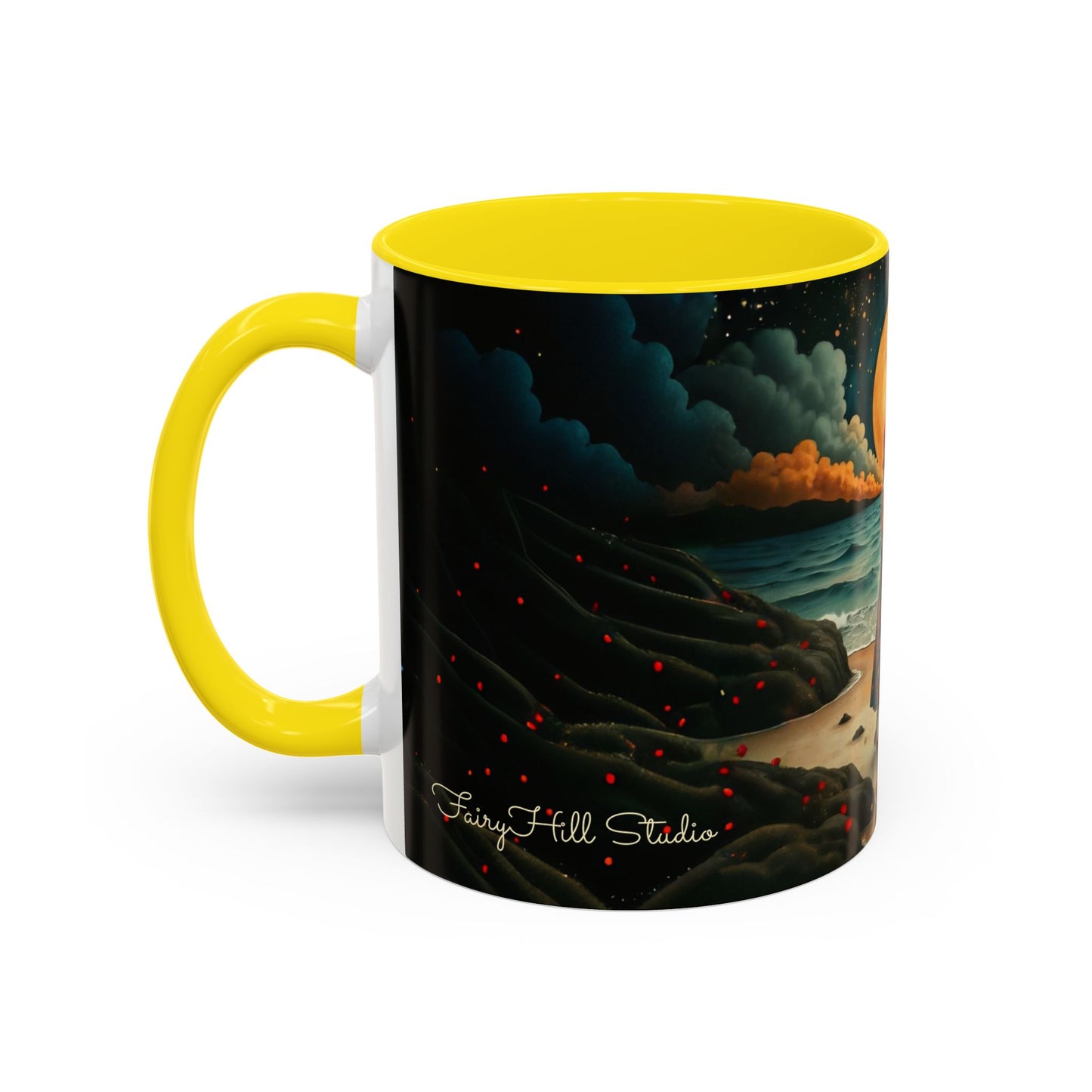 Moon girl wit red hat Art-Themed Coffee Mug - 11 & 15oz Accent Mug for Musroom Fsiry Lovers