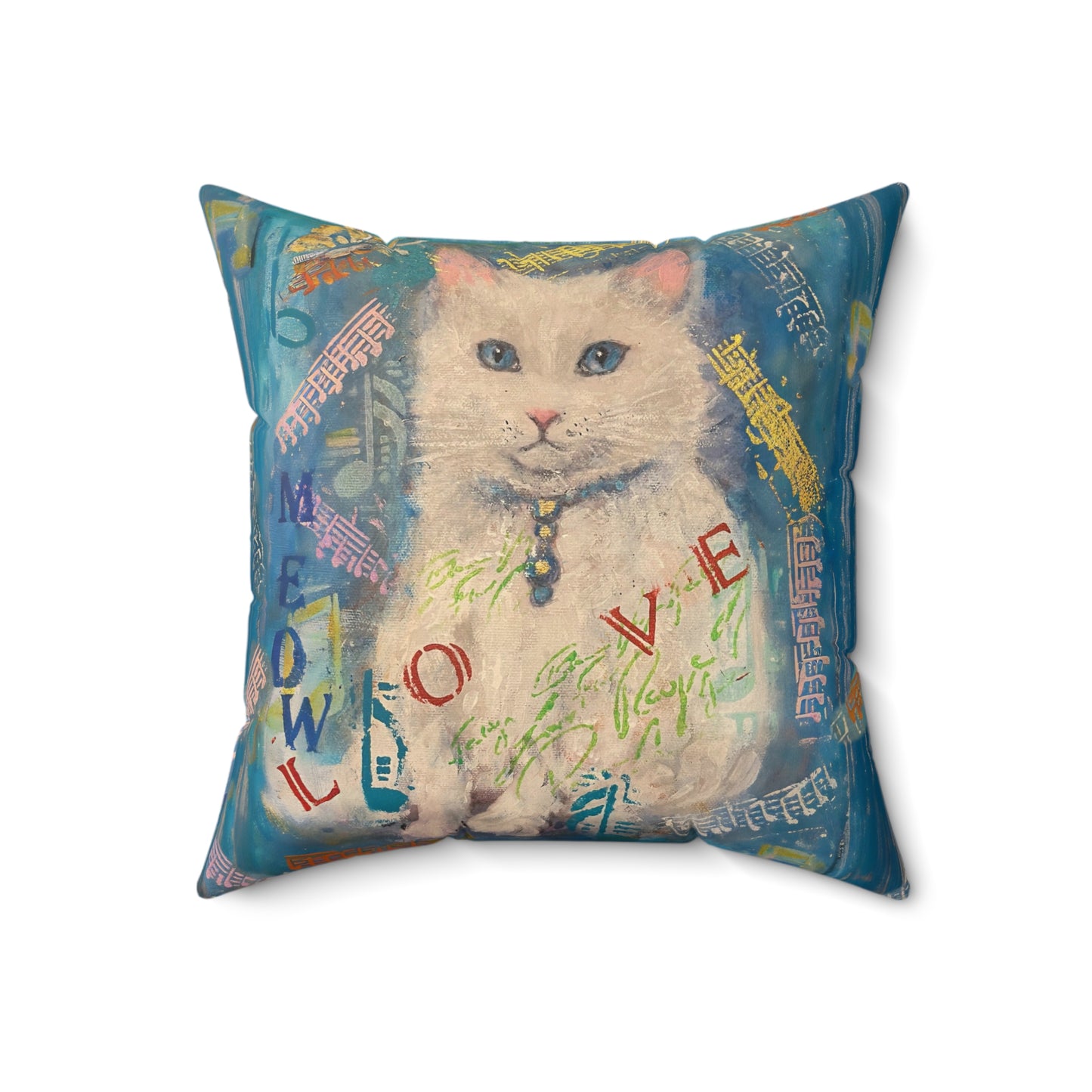 Wall Clock - White Cat Lovers Love Art by Fairyhill Studio