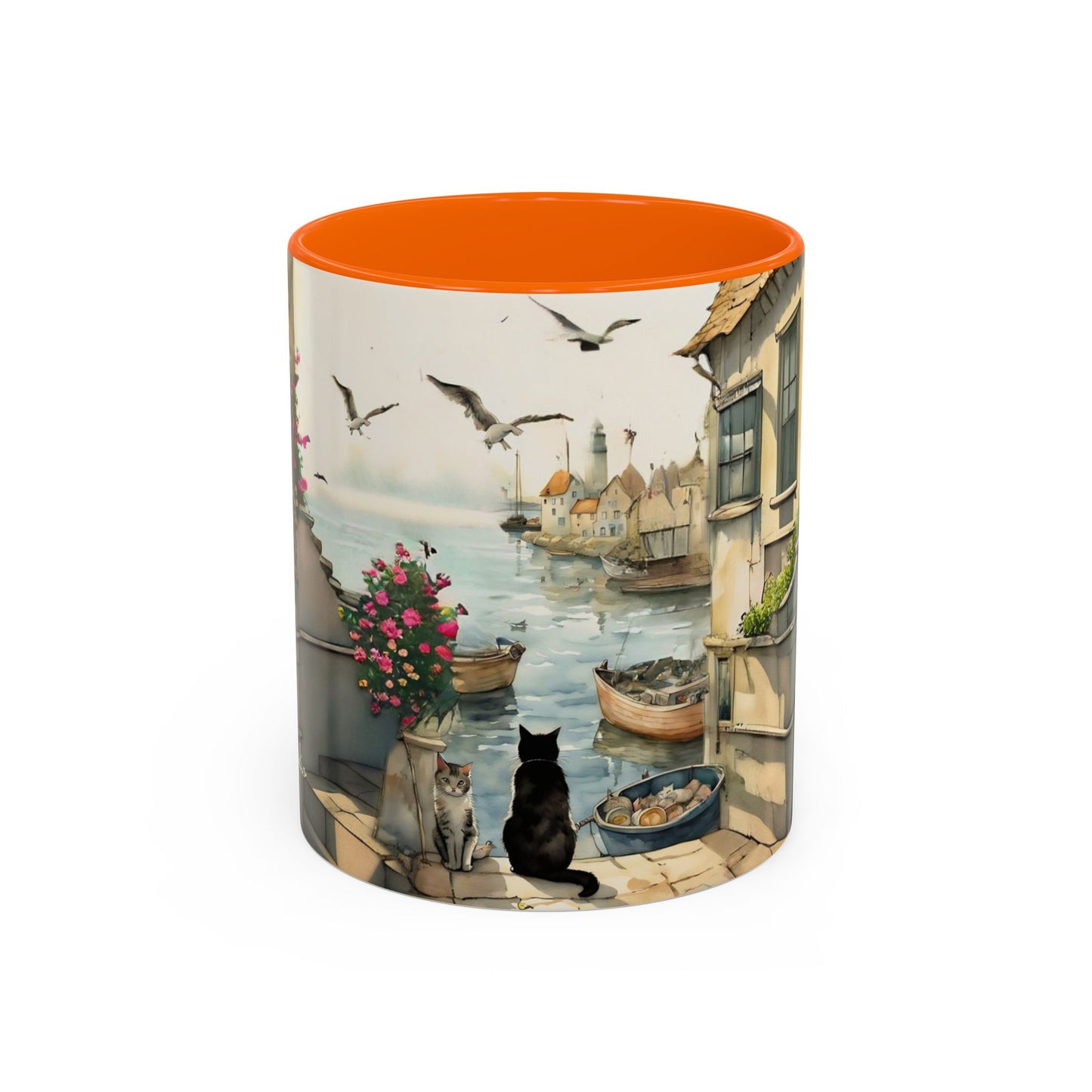 Harbour cats Art-Themed Coffee Mug - 11 & 15oz Accent Mug for Cat Lovers