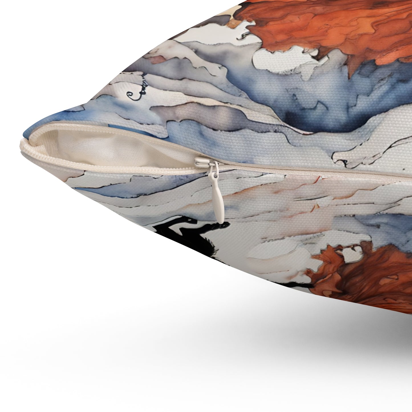 Crimson witch with black cat pillow  Square Pillow - by Fairyhill Studio