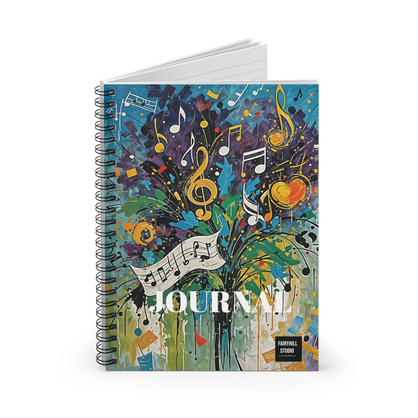 Music Notes Spiral Notebook - Ruled Line