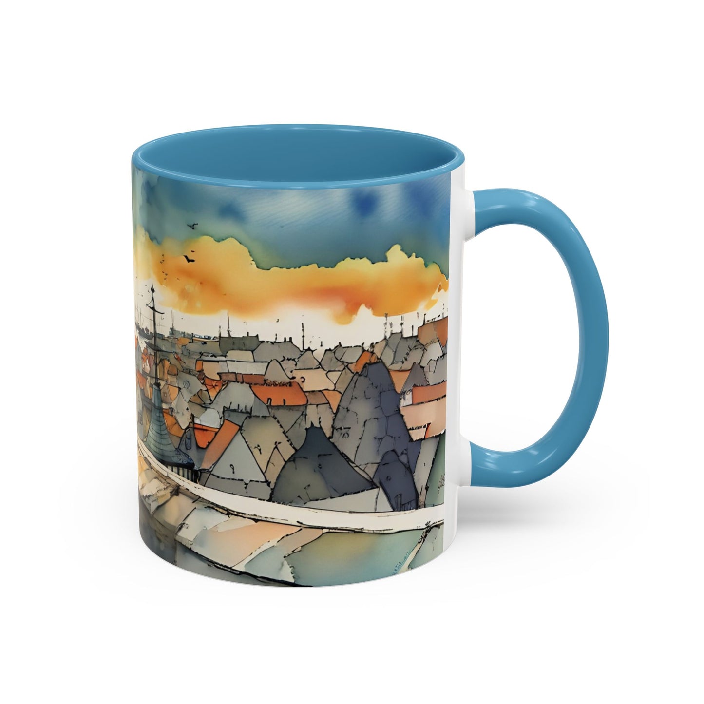 Black cat on a roof top Art-Themed Coffee Mug - 11 & 15oz Accent Mug for Musroom Fsiry Lovers