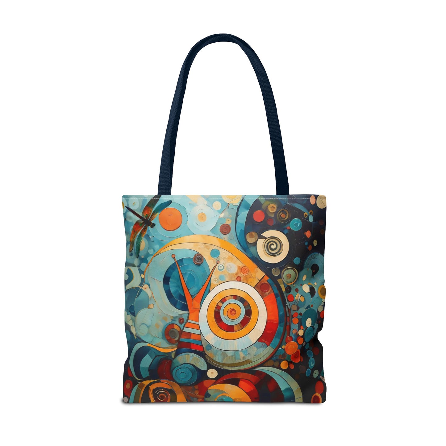Canvas tote bag Art - Abstract Colorful Snail Dragonfly Circle