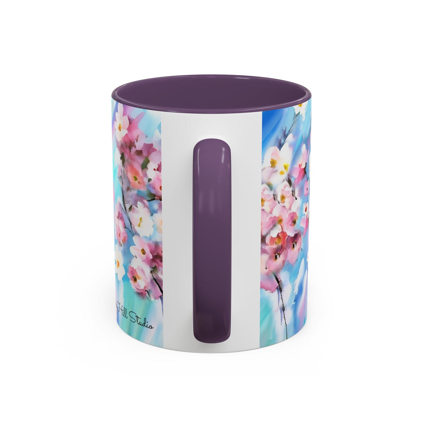 Coffee Mug - Floral Cherry Blossoms Canvas on Blue Sky Background