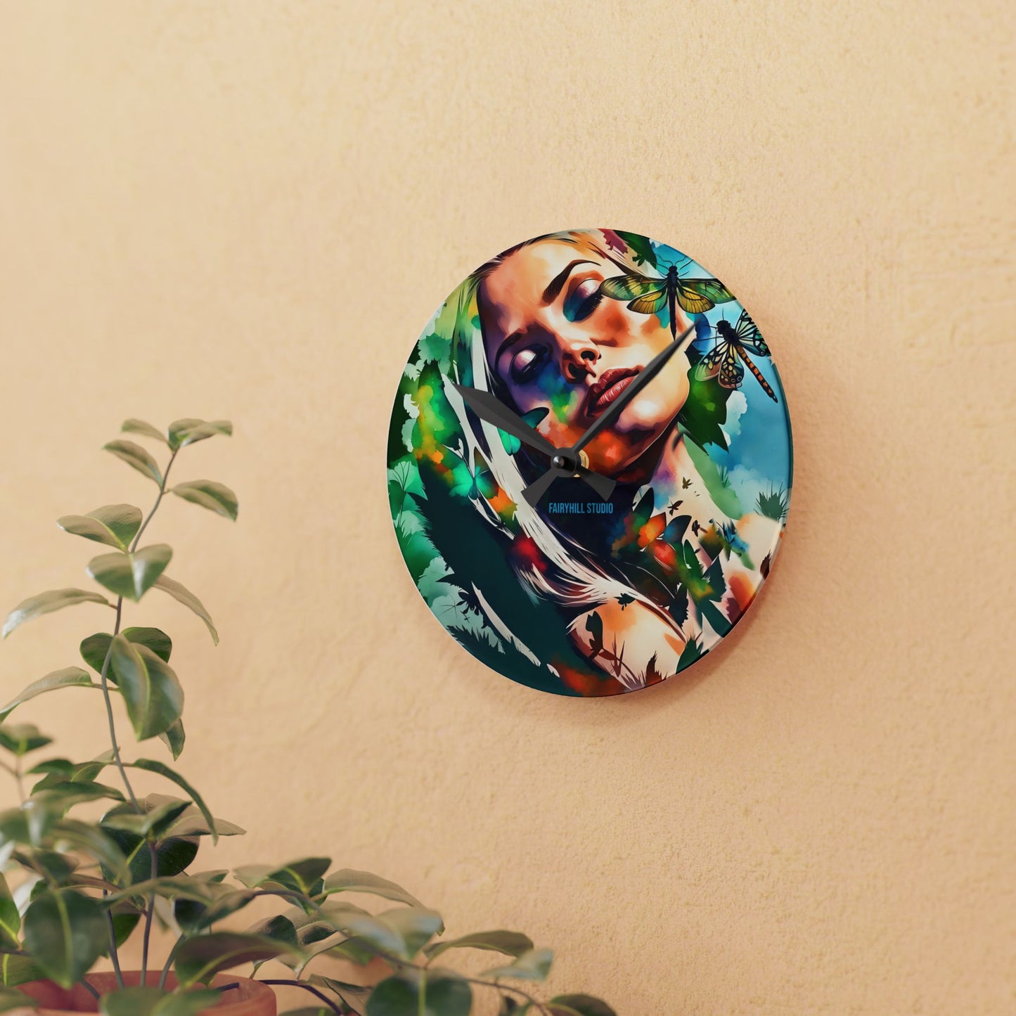 Acrylic Wall Clock -Butterfly Dreams /Art