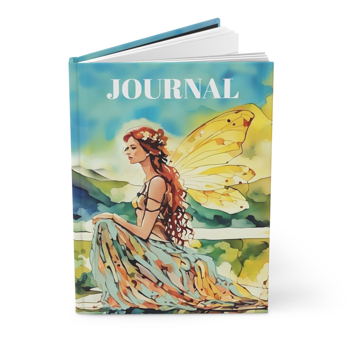 Hardcover Journal Matte Fairy of the Lake Watercolor Art