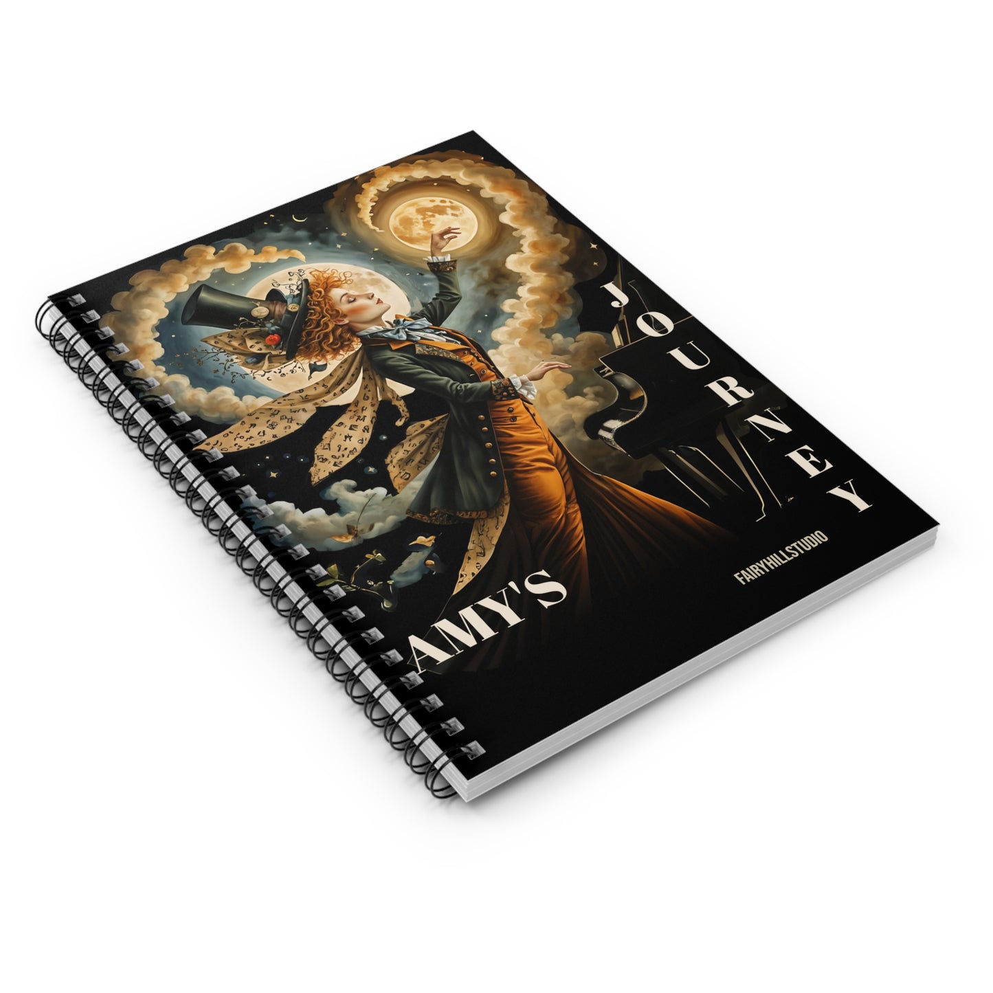 Spiral Notebook - Whimsical Fairy Piano Player Design
