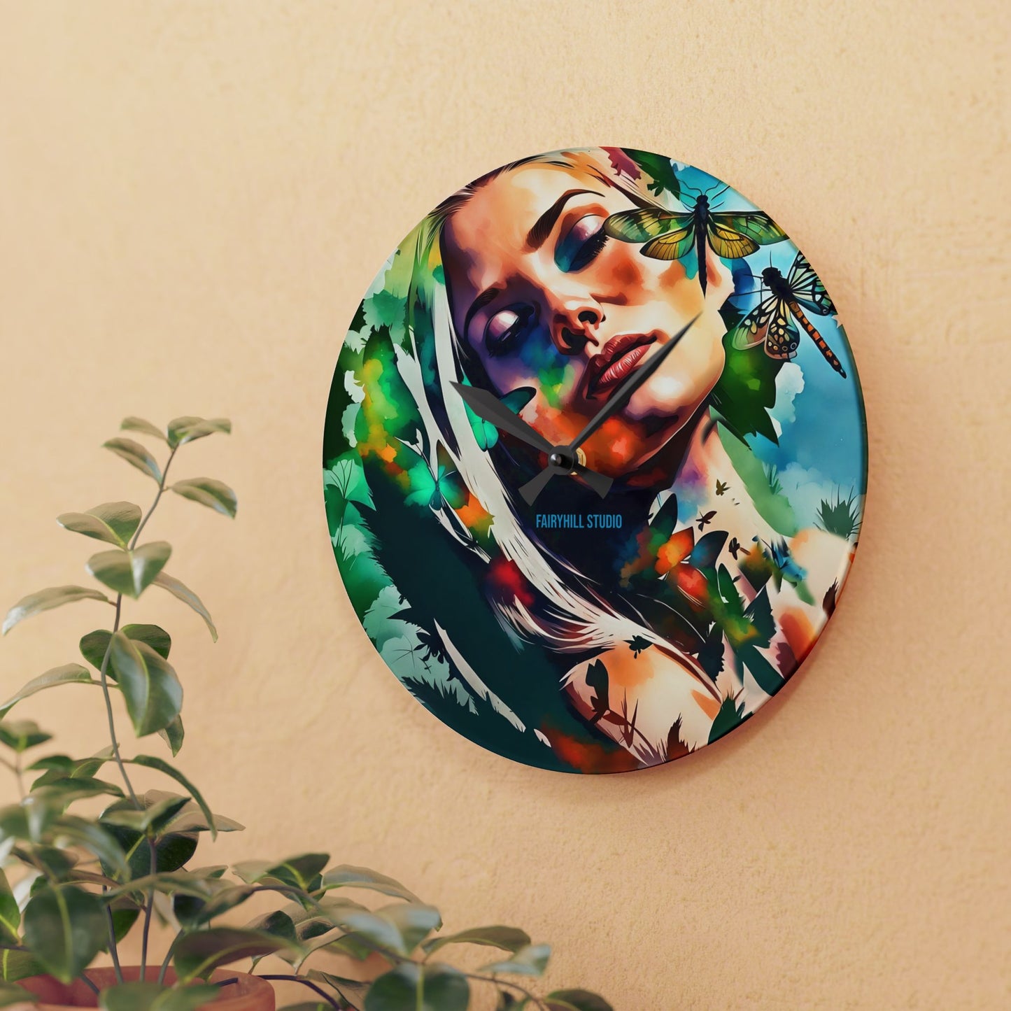Acrylic Wall Clock -Butterfly Dreams /Art