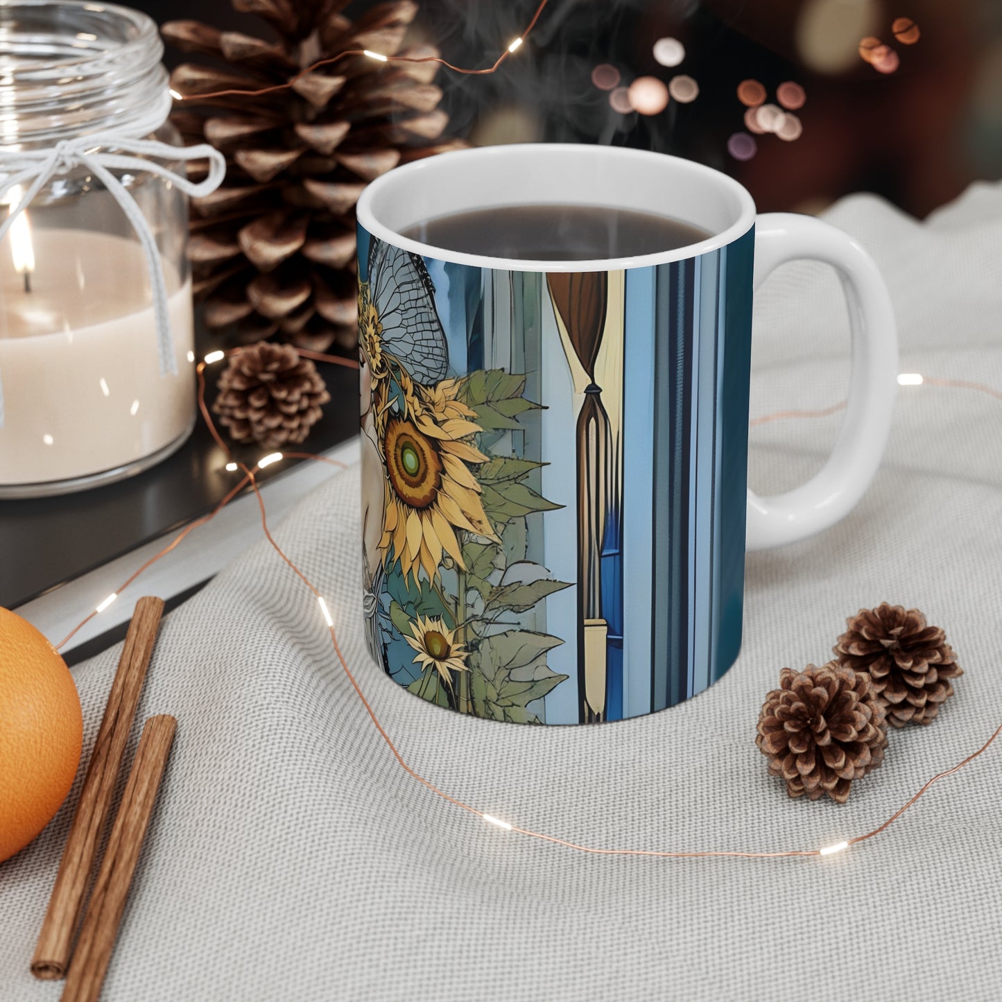 Elegant Floral Art Mug - 11oz Coffee Cup for Coffee Art Lovers