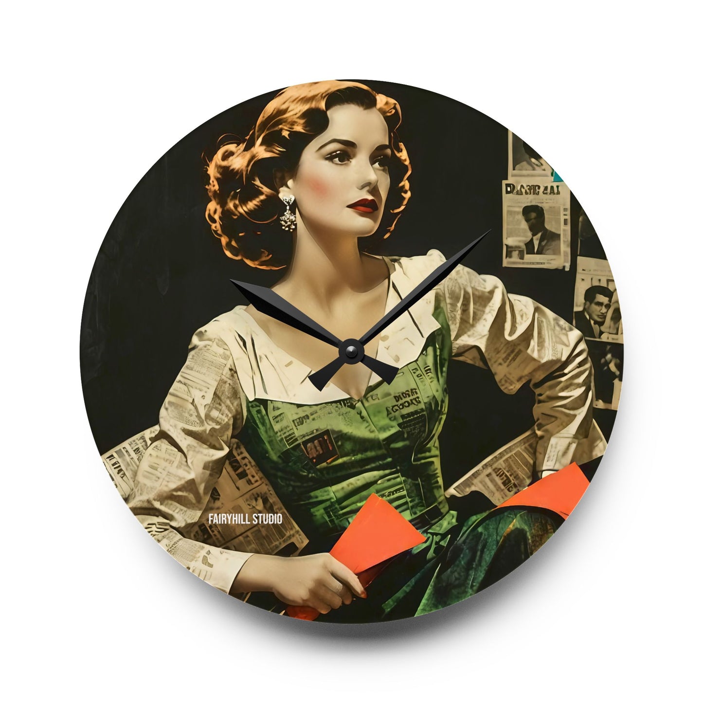 Acrylic Wall Clock Vintage Hollywood Star/Art