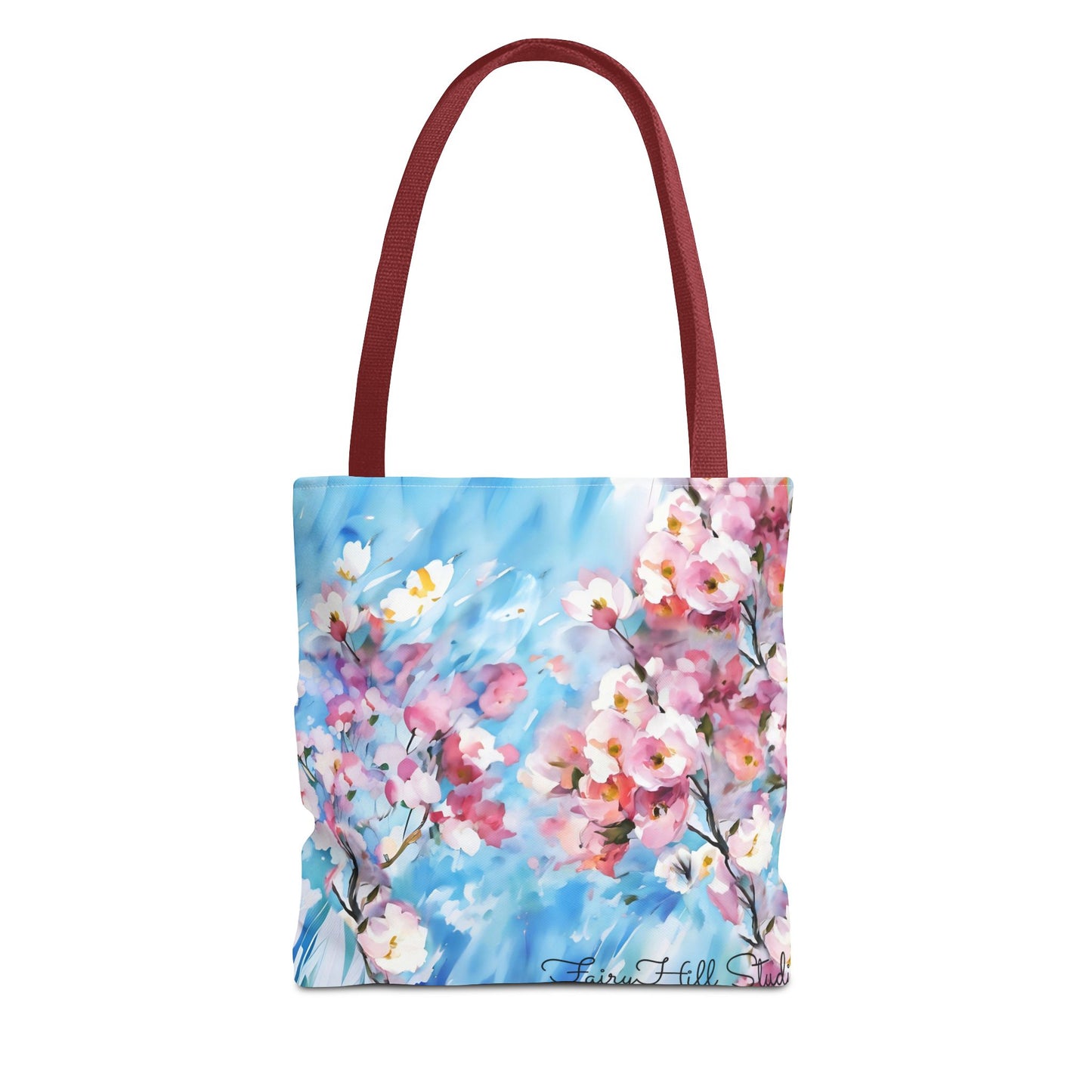 Canvas Tote Bag with Floral Cherry Blossom Design