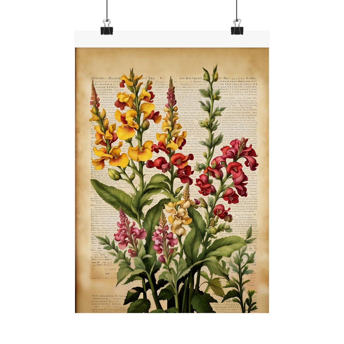 Botanical Vertical Posters - Vintage Antirrhinum Snapdragons