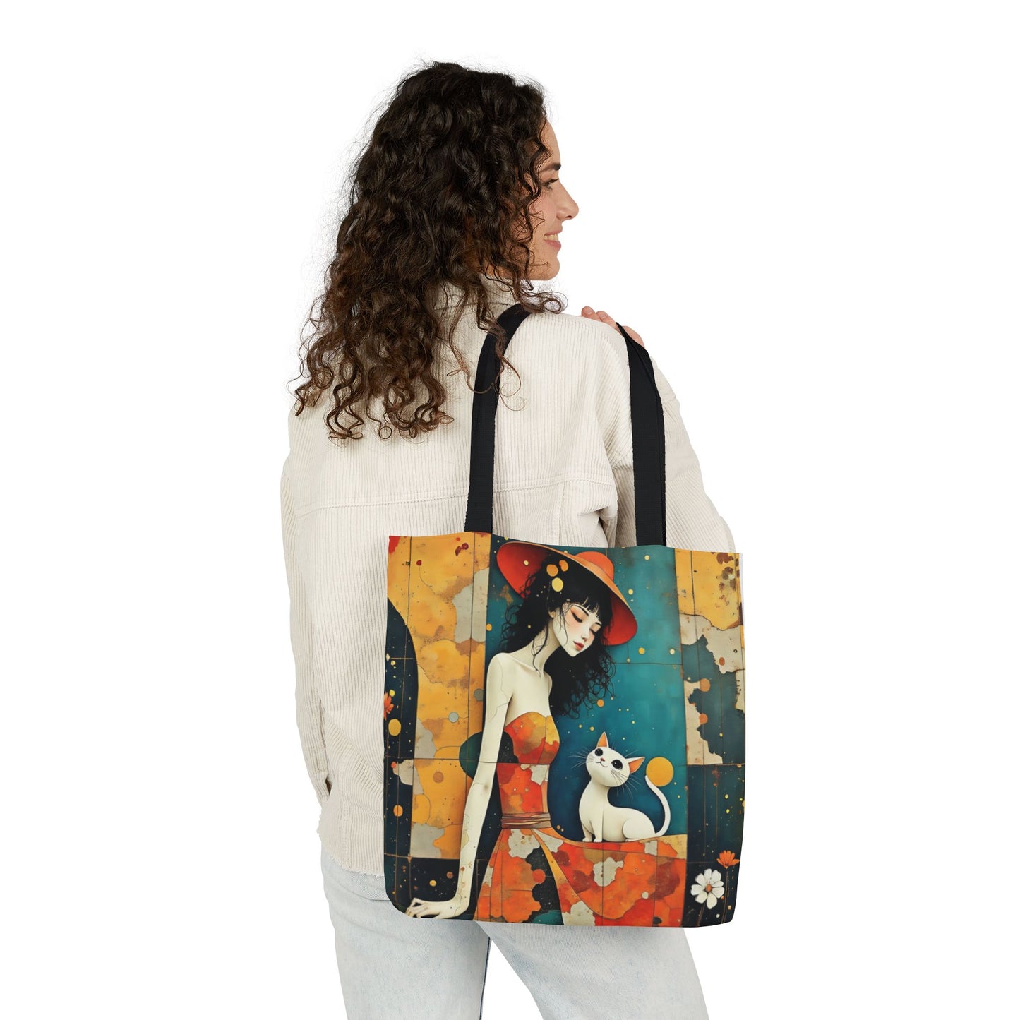 Colorful Cat -Inspired Canvas Tote Bag - Perfect for Beach Days, Eco-Friendly Shopping, and Summer Fun!