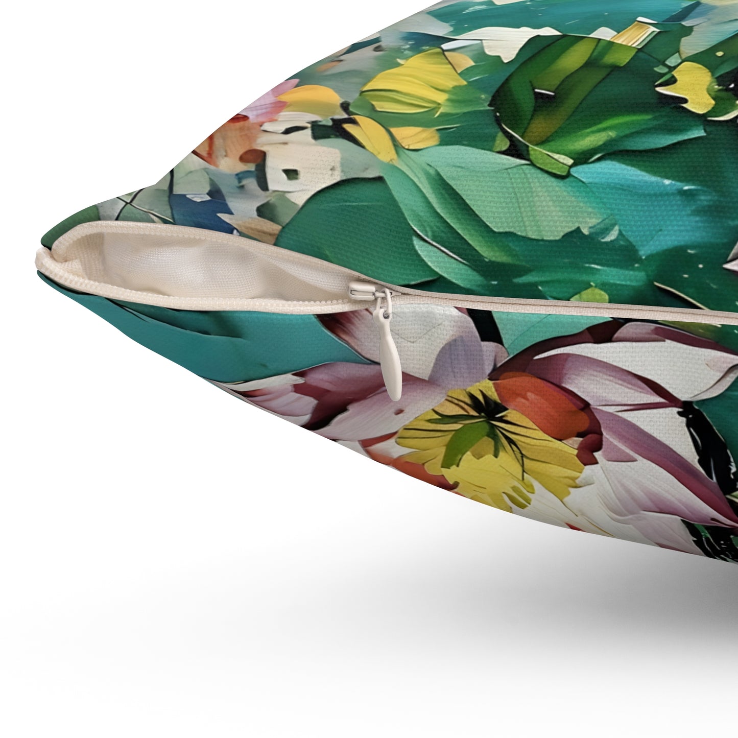 Square Pillow Monet Style Lotus Flowers Art by Fairyhill Studio