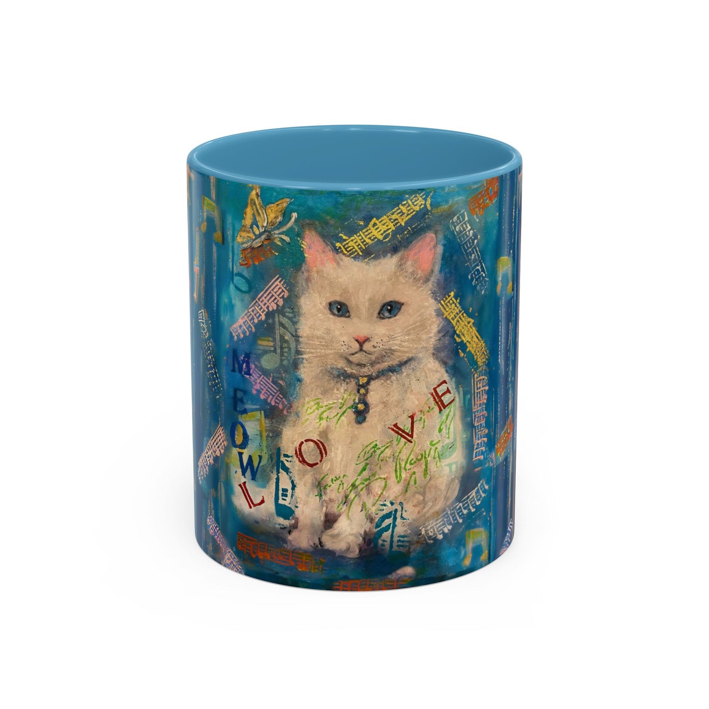 Mug White Cat Love Art