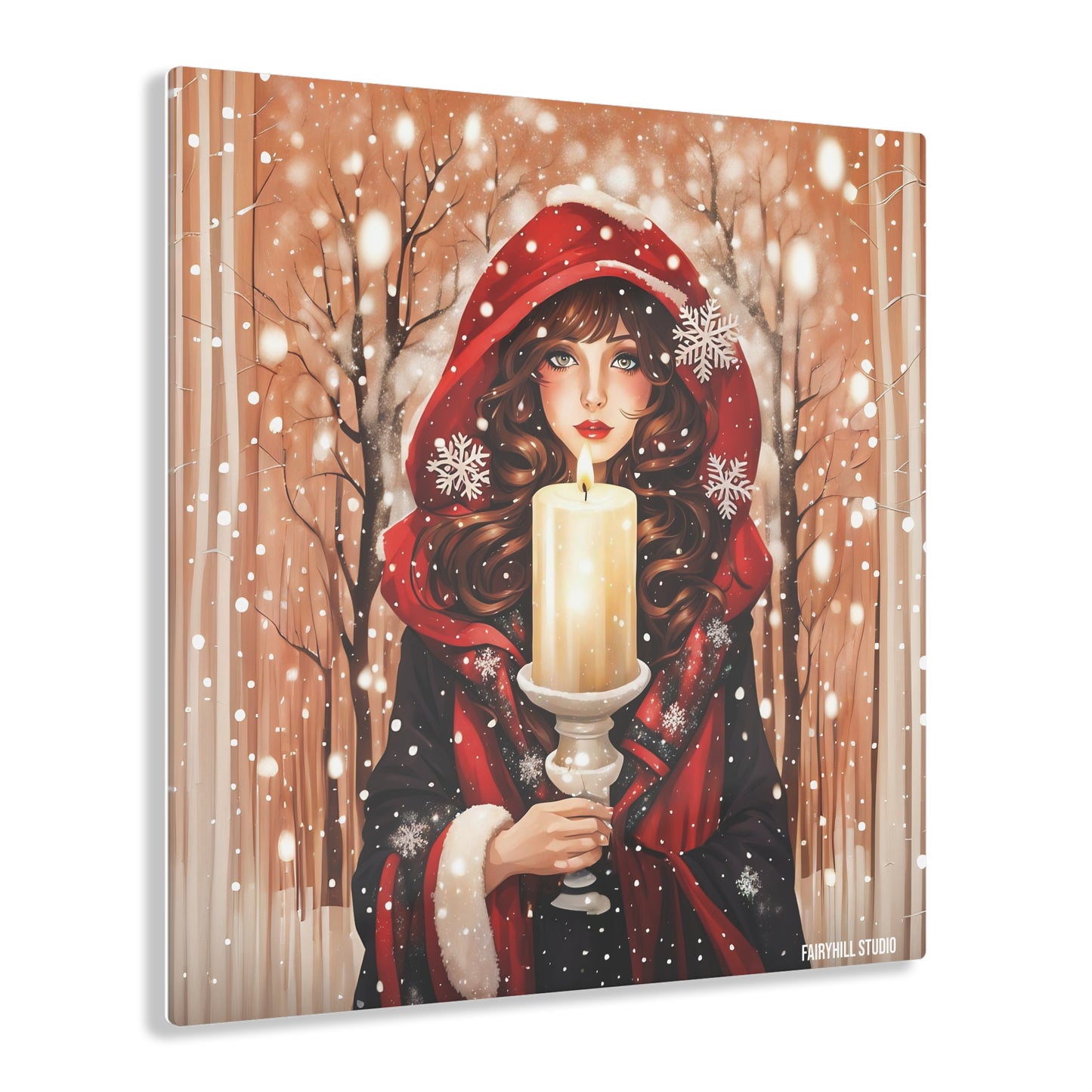 Acrylic Print - Christmas Girl with Candle Inspirational Art
