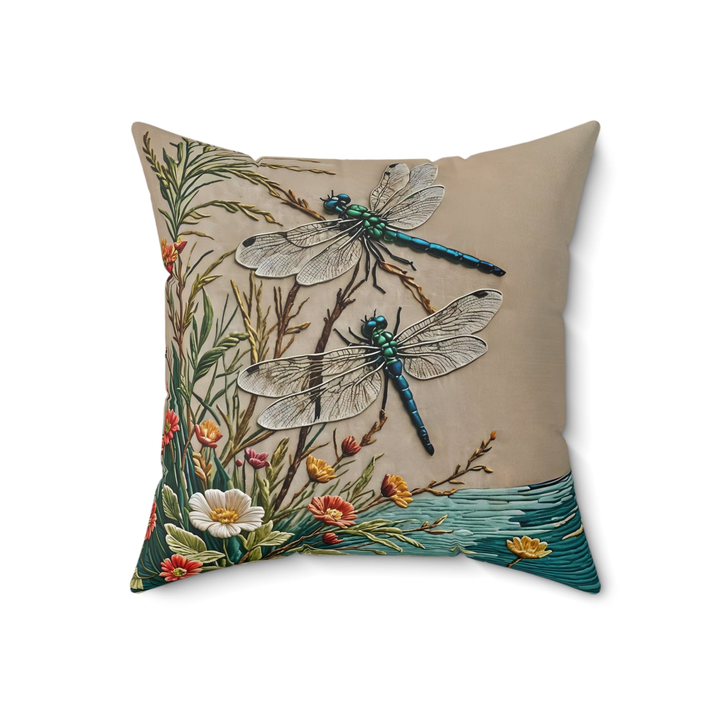 Dragonfly Square Pillow - by Fairyhill Studio