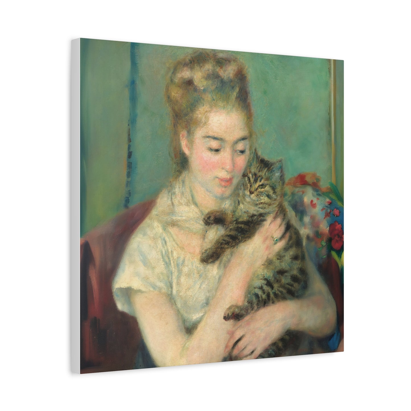 Canvas Art - Woman with a Cat by Auguste Renoir