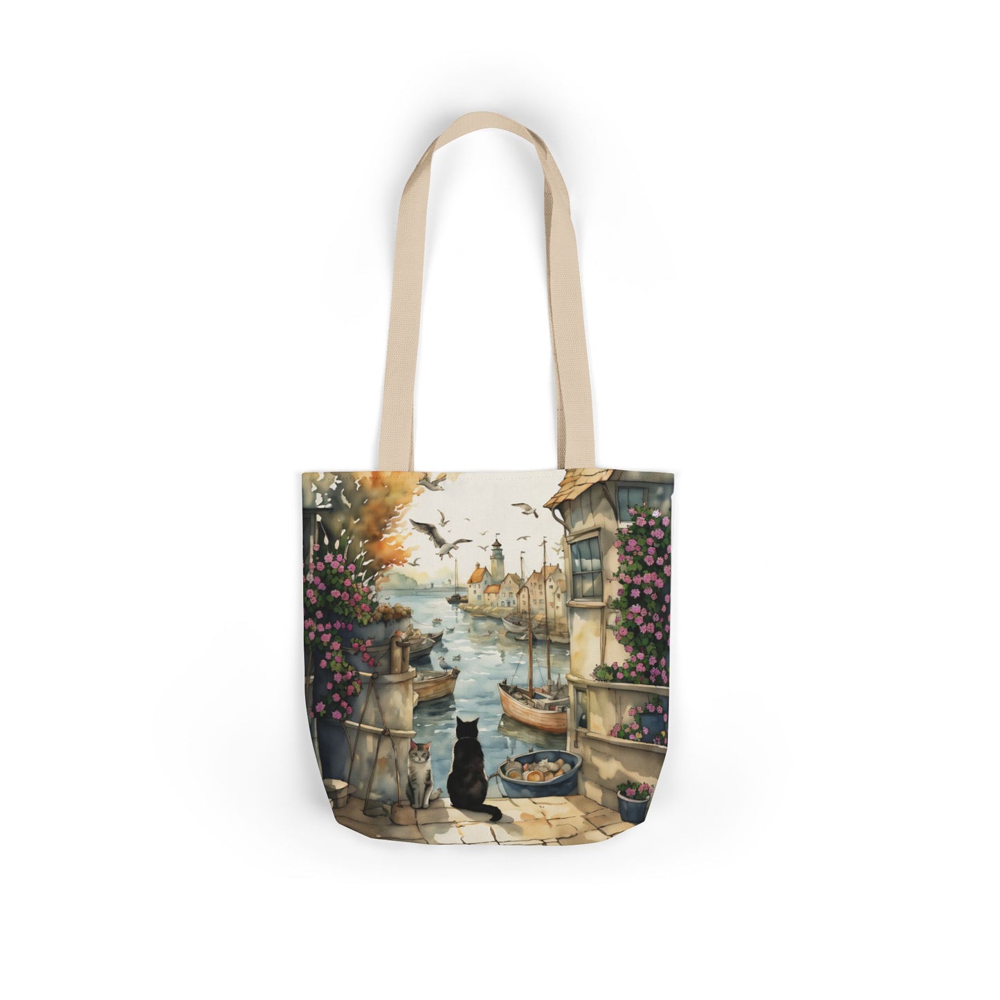 Harbour Cats by FairyHill Studio - Canvas Tote Bag - Perfect for Beach Days, Eco-Friendly Shopping, and Summer Fun!
