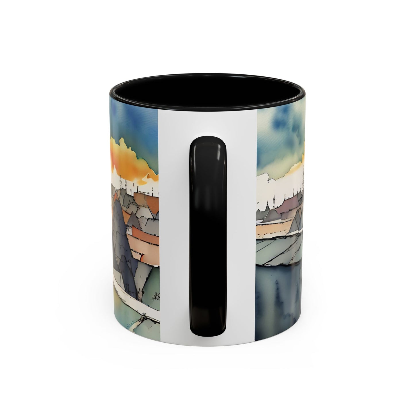 Black cat on a roof top Art-Themed Coffee Mug - 11 & 15oz Accent Mug for Musroom Fsiry Lovers