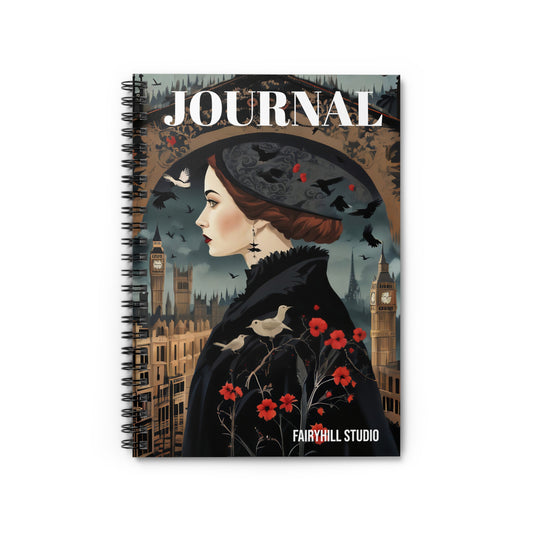 Spiral Journal / Notebook1940's Fashion Model on London City Background Art