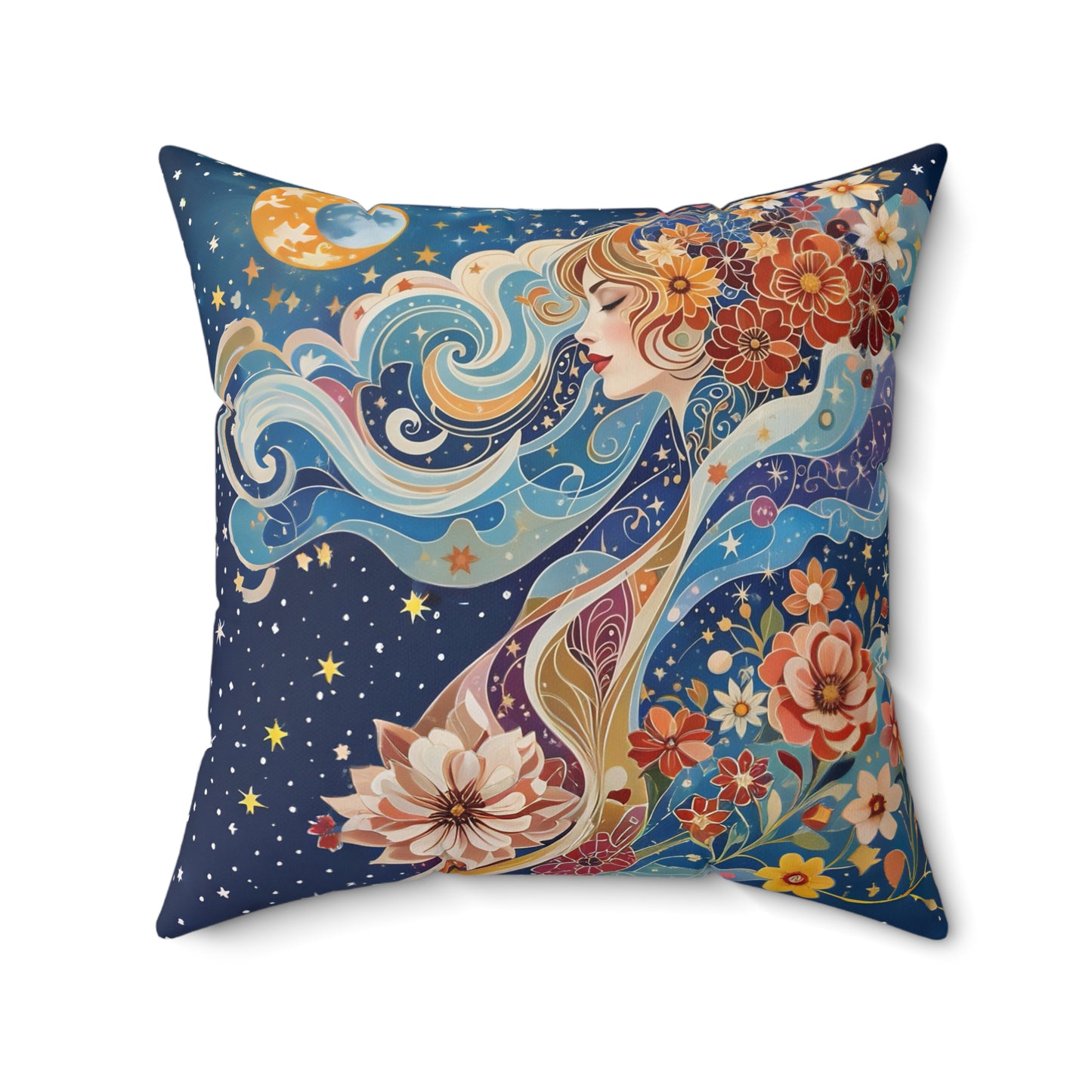 Celestial Mindfulnes Square Pillow - by Fairyhill Studio