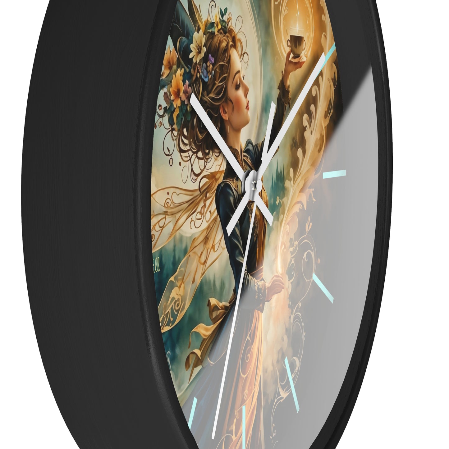 Fairy Coffee Wall Clock / Artistic Fairy Wall Clock, Fantasy Home Decor, Unique Gift for Her, Enchanted Timepiece, Decorative Clock for Living Room