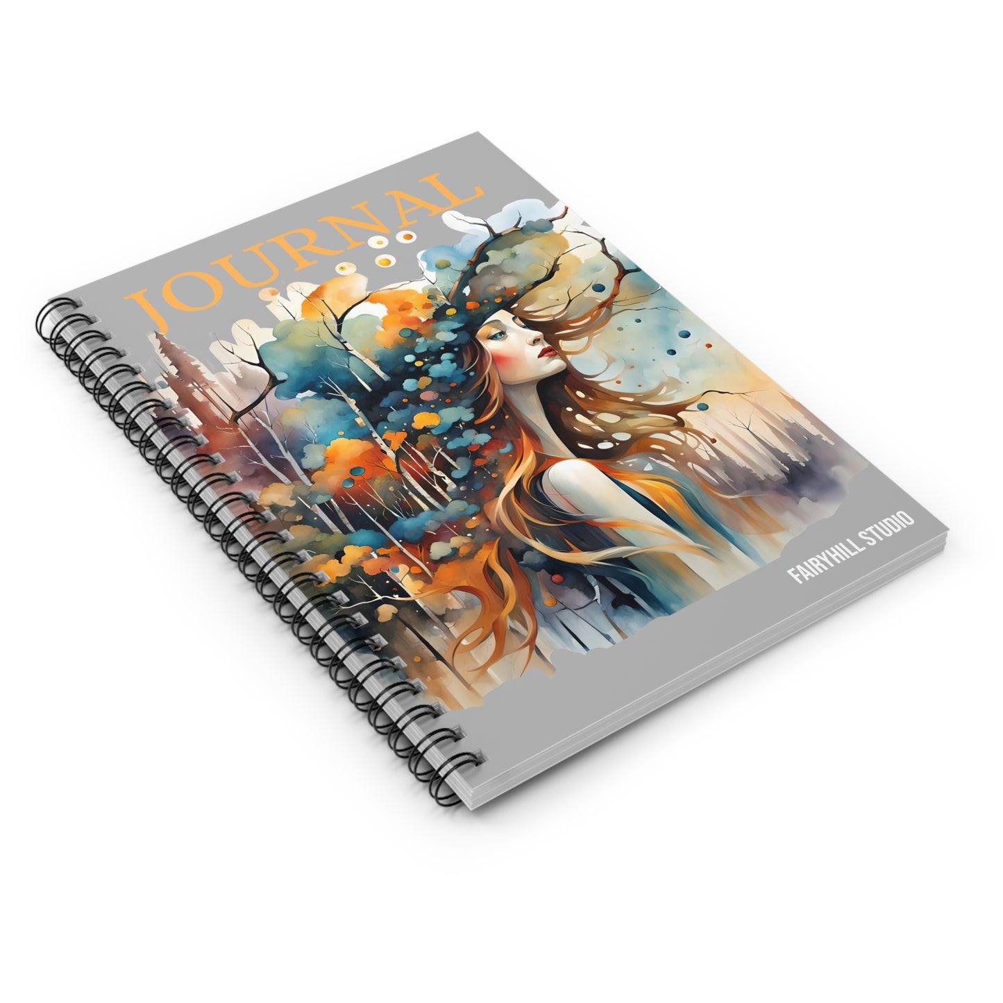 Fairy Hill Studio Woman with hat Art Journal, Spiral Notebook - Ruled Line