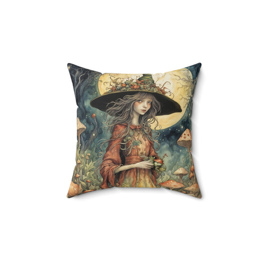 Moon Witch Square Pillow -  by Fairyhill Studio