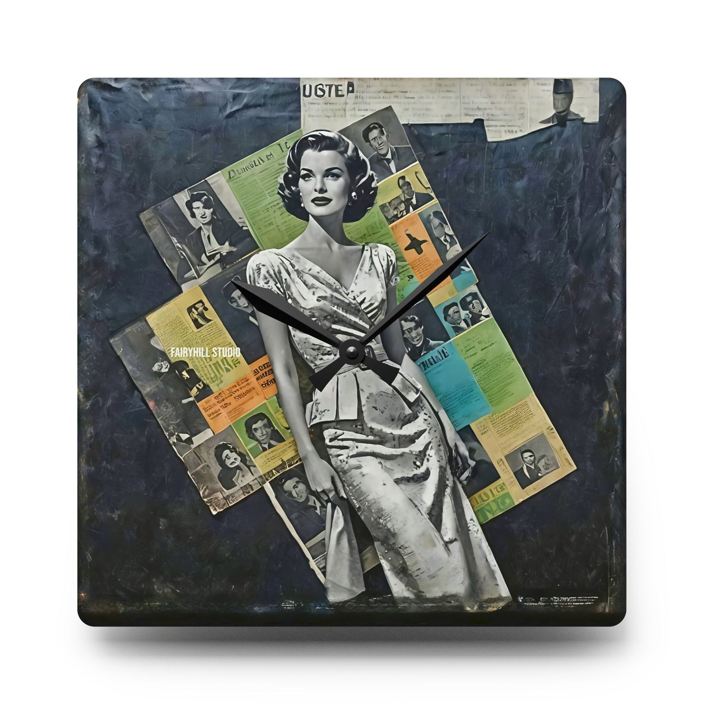 Acrylic Wall Clock - Vintage Hollywood Movie Star Art Deco Design