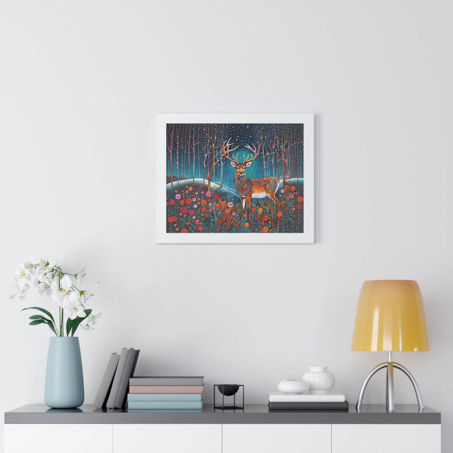 Framed Horizontal Magestic Deer Poster Spiritual Rumi art Quote art by Fairyhill Studio