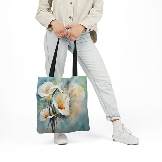 Colorful nature-Inspired  Cala Lilies Canvas Tote Bag - Perfect for Beach Days, Eco-Friendly Shopping, and Summer Fun!