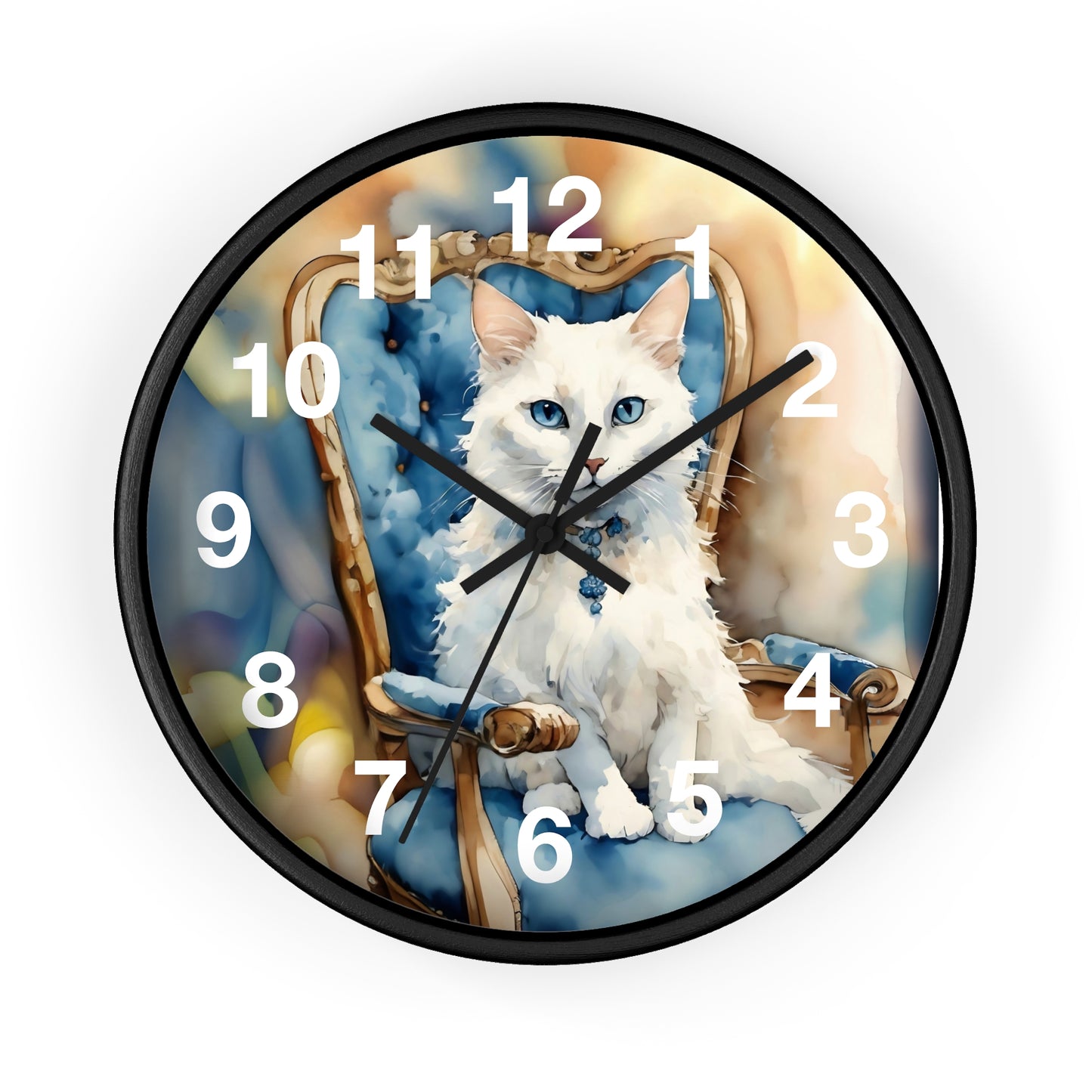 White Cat Lovers Wall Clock